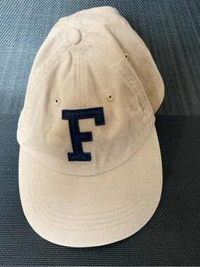 Zara Beige Baseball Cap with Navy 'F' Patch